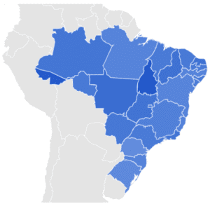 Mapa do brasil com maior interesse de atendimento WhatsApp