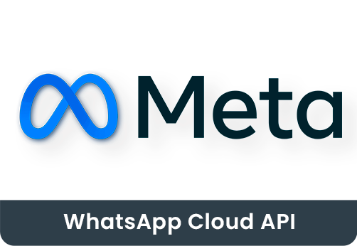 Logo da Meta ao lado do logo do WhatsApp Business API Cloud, demonstrando integração direta com a Meta.