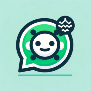 Logo representando a integração de chatbots e APIs no WhatsApp Business, com um design minimalista em três cores, simbolizando inovação e eficiência em comunicação empresarial.